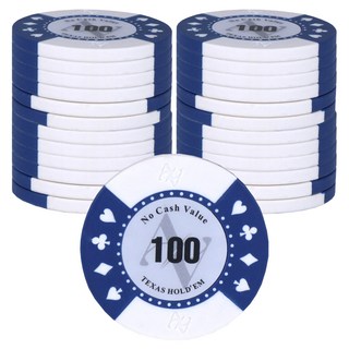 AAHM AA logo 德州撲克籌碼 100, 白色, 25個