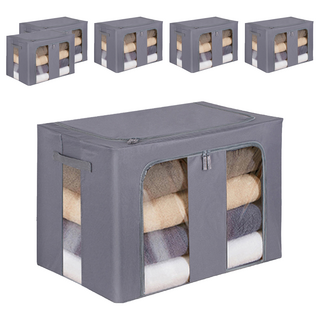 comet 大容量牛津布衣物收納箱 100L, 灰色, 6個