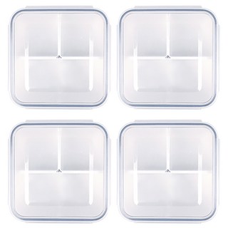 Xeonic 3格方形可冷凍保鮮盒, 4個, 保鮮盒