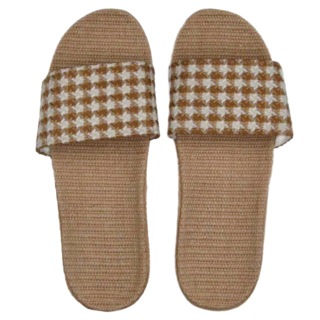 亞麻拖鞋 女款 Set 3雙, 千鳥格, M 25(37-38)