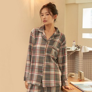 Dosi 女式桃色拉絨長袖立領睡衣上下套裝