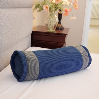 숙면예감 순면 피그먼트 바이오칩 원형 경추베개, 파랑, 1개