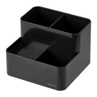 SYSmAX希思美 奢華質感四格收納筆筒, 黑灰色, 1個