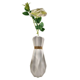 éclat 匠心花藝 手工磨砂陶瓷摺紙仿真花藝花瓶組 百合/白牡丹, 29.5 x 14 x 14cm