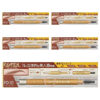 日本 excel 3合1 持久造型眉筆 PD10 紅莓棕, 5支