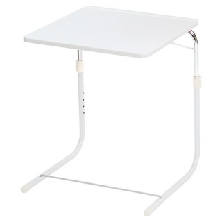 HomeMax 可調式折疊筆電邊桌，寬50x深40x高55.5-72公分，白色/原木色/深棕色
