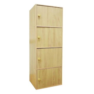 USEFUL DESIGN 悠室屋 四層門櫃,42 x 30 x 118cm,居家收納, 木紋色