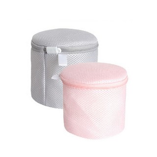 Axis 艾克思 三明治加厚密網內衣 貼身衣物清洗袋 專為女性設計 加厚3D多層緩衝面料 拉鍊自動止滑, 灰+粉, 1組