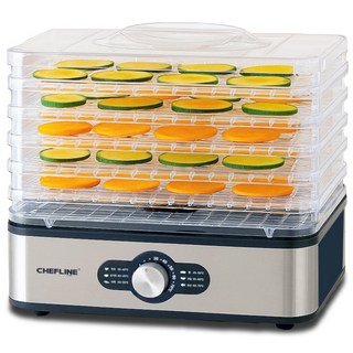 CHEFLINE 緊湊型5層可調高度旋鈕式食物乾燥機 透明, CLKY-FD558H