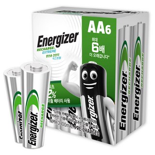 에너자이저 충전용 익스트림 AA 건전지, 6개입, 1개