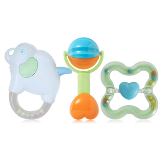 Greenlife Toys 幼兒手搖鈴組, Nature Worth 植物 PLA 材料, 大象款 + 愛心款 + 星星款 多色, 3個