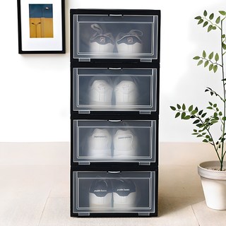 IRIS OHYAMA 愛麗思歐雅瑪 鞋子收納箱 大型 NSB-M340, 黑色, 4個