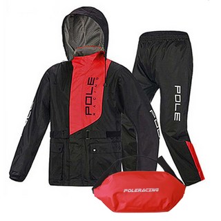 폴레이싱 오토바이 우비 상하의 세트 C타입, 레드