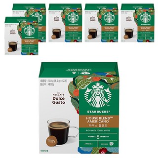 스타벅스 하우스블렌드 by 네스카페 돌체구스토 캡슐커피, 8.5g, 12개입, 6개