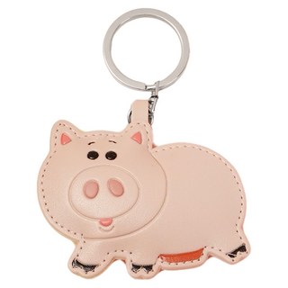迪士尼 Q萌鼓鼓皮革鑰匙圈 CA917-7 火腿豬 可愛造型 掛飾, 1個