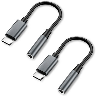 Goospery Type-C轉3.5mm耳機轉接頭, 2個, 14cm, 深灰色
