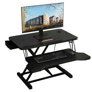 桌上電腦桌, 人體工學設計, 圓潤切邊 舒適觸感, 400*800mm寬台面, 大, 黑色