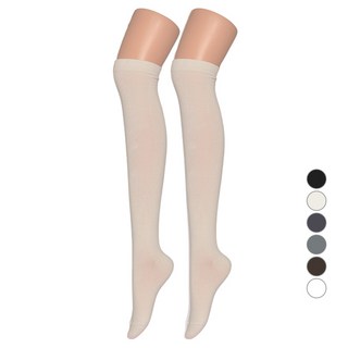 Beverly Hills Polo Club 女士素色襪口條紋過膝襪 2雙組