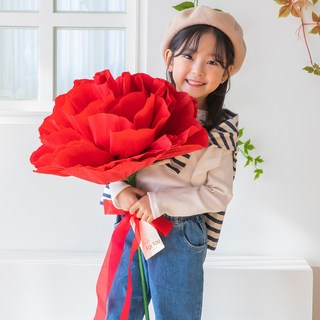 BeautifulDecoSense 巨型康乃馨 蝴蝶結緞帶裝飾款, 紅色