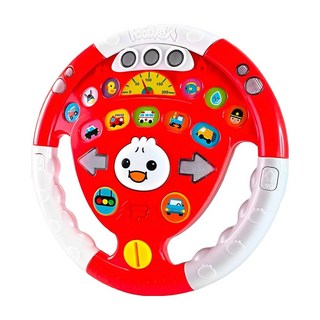 風車圖書 汽車遊戲方向盤玩具，逼真操作訓練手眼協調，兒歌音效增添趣味學習, 紅色, 1組