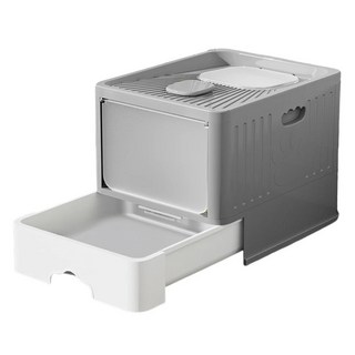 iCat 寵喵樂 特大號經典款高邊抽屜式貓砂盆 灰色 PP材質, 48 x 38 x 37cm, 1個