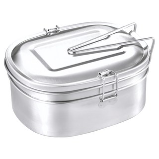 加大雙層分隔飯盒 800ml容量 台灣監製, 1個, Stainless steel silver
