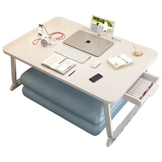 折疊電腦桌 豪華抽屜款 有抽屜 有杯托 有卡槽, 60 x 40 x 28cm, 白色