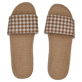 女款千鳥格亞麻拖鞋 3雙組
