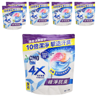 白蘭 4X極淨酵素抗病毒洗衣球補充包 抗臭護纖, 30顆, 6袋