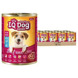 IQ Dog 聰明狗 成犬罐頭, 牛肉 + 米口味, 400g, 24罐