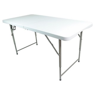 FOSO 塑鋼萬用折疊桌 輕巧便攜 易於收納 適用於各種場合, 白色, 122 x 60 x 74cm