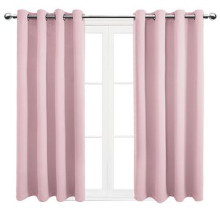 comet 打孔式隔熱遮光窗簾 附窗簾綁帶, 粉色