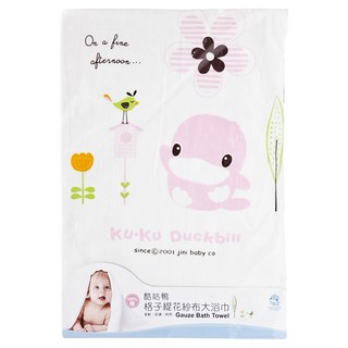 KU.KU. 酷咕鴨 格子緹花紗布浴巾, 粉, 1條