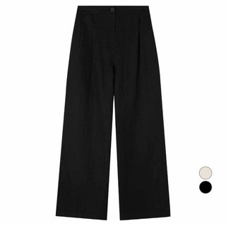 MIXXO 女款亞麻細褶鬆緊寬褲