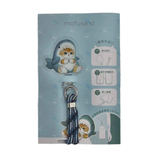 YENDAR 研達 貓福珊迪手機掛繩+掛片 (鯊魚), 1組