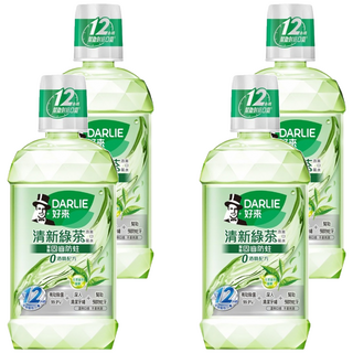 DARLIE 好來 清新綠茶漱口水，12小時持久清新，去除口腔細菌，保持口腔健康，無酒精配方, 500ml, 4瓶