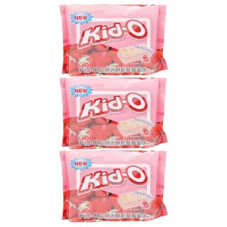 Kid-O 分享包 三明治餅乾 草莓風味，酸甜草莓奶油夾心，冷藏後風味更佳，酥脆口感, 340g, 3包