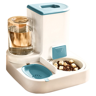 萌貝貝 新一代兩用寵物餵食器, 藍色, 27x27x24.5公分, 不鏽鋼+塑膠PP, 1個