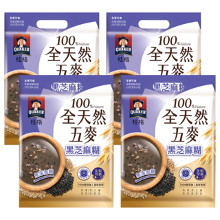 QUAKER 桂格 全天然五麥 黑芝麻糊 無添加糖 10包入, 190g, 4袋