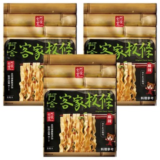 阿舍食堂 客家粄條 辣味 勁寬板條口感 蛋奶素 Q彈麵體, 475g, 3袋