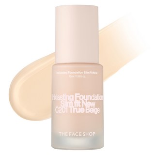 THE FACE SHOP 菲詩小舖 貼妝持久粉底液 Slim Fit New 15ml, C201 True Beige, 1瓶