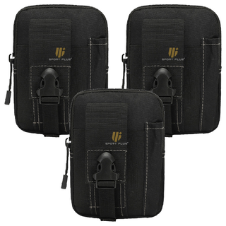 S-SportPlus+ 腰包 黑色白線 3個裝 時尚簡約 多層收納 耐磨材質, 3個, 12 x 5 x 16cm