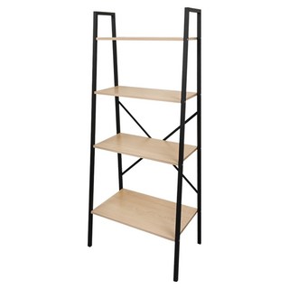 AOTTO 創意傢俱 日式簡約四層鐵木收納架, 加高層距好收納, 橡木色/胡桃木色, 層板寬度56cm, 原木色, 1個