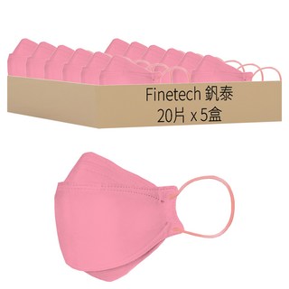 Finetech 釩泰 成人KF94醫用魚型口罩, 珊瑚粉, 20片, 5盒