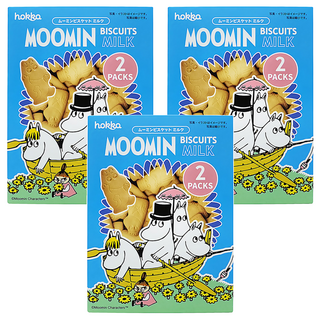 hokka 北陸製菓 嚕嚕米造型餅乾 奶香味十足 濃郁牛奶內餡 精巧小袋裝 方便攜帶 日本製造, 72g, 3盒