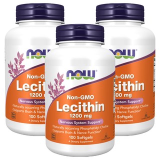 now 健而婷 卵磷脂, 100顆, 1200mg, 3罐