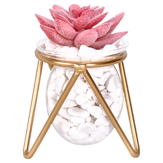 éclat 匠心花藝 玻璃金工室內藝術擺飾仿真花藝組 鐵製 塑膠花, 紅寶石花, 1組