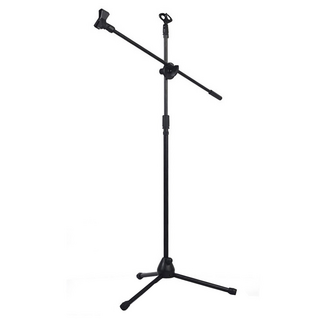 恩心樂器 落地式麥克風架, 直立和側斜雙桿設計, 高度快速調整, 摺疊設計, 1組, (高度90cm~160cm) + (斜桿75cm)