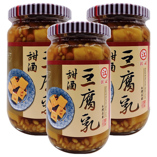 江記 甜酒豆腐乳 台灣製造, 380g, 3罐