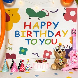 薄款生日掛布 附釘子、掛勾, 花朵, 1件